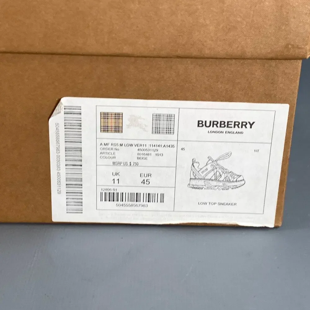 BURBERRY by RICARDO TISCI Size 12 Tan Black Red Stripe Mesh Low Top Sneakers
